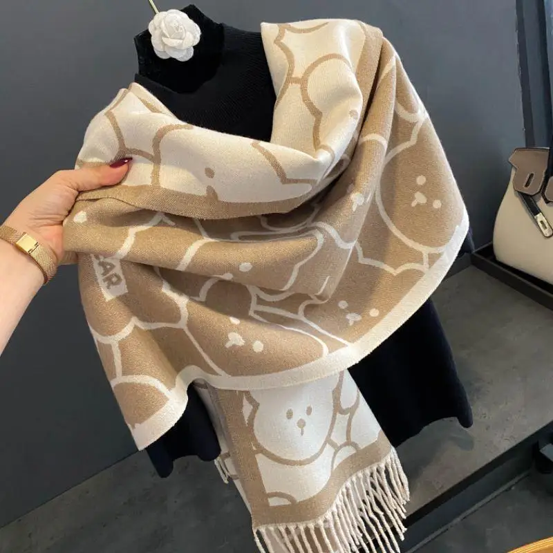 

Luxury Horse Winter Cashmere Scarf for Women Design Warm Pashmina Shawl Wraps Bandana Female Thick Blanket Soft Bufanda Foulard