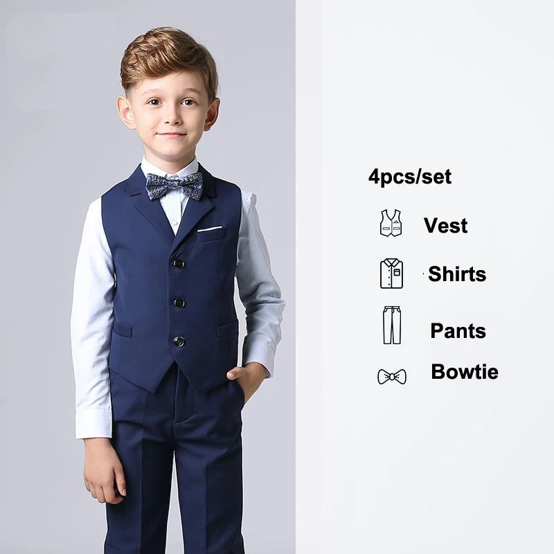 Completo Elegante Bambini Abito Formale Bambino 5 Pezzi - Completo Con Gilet E Papillon Set Completo Bimbo - Foto 7