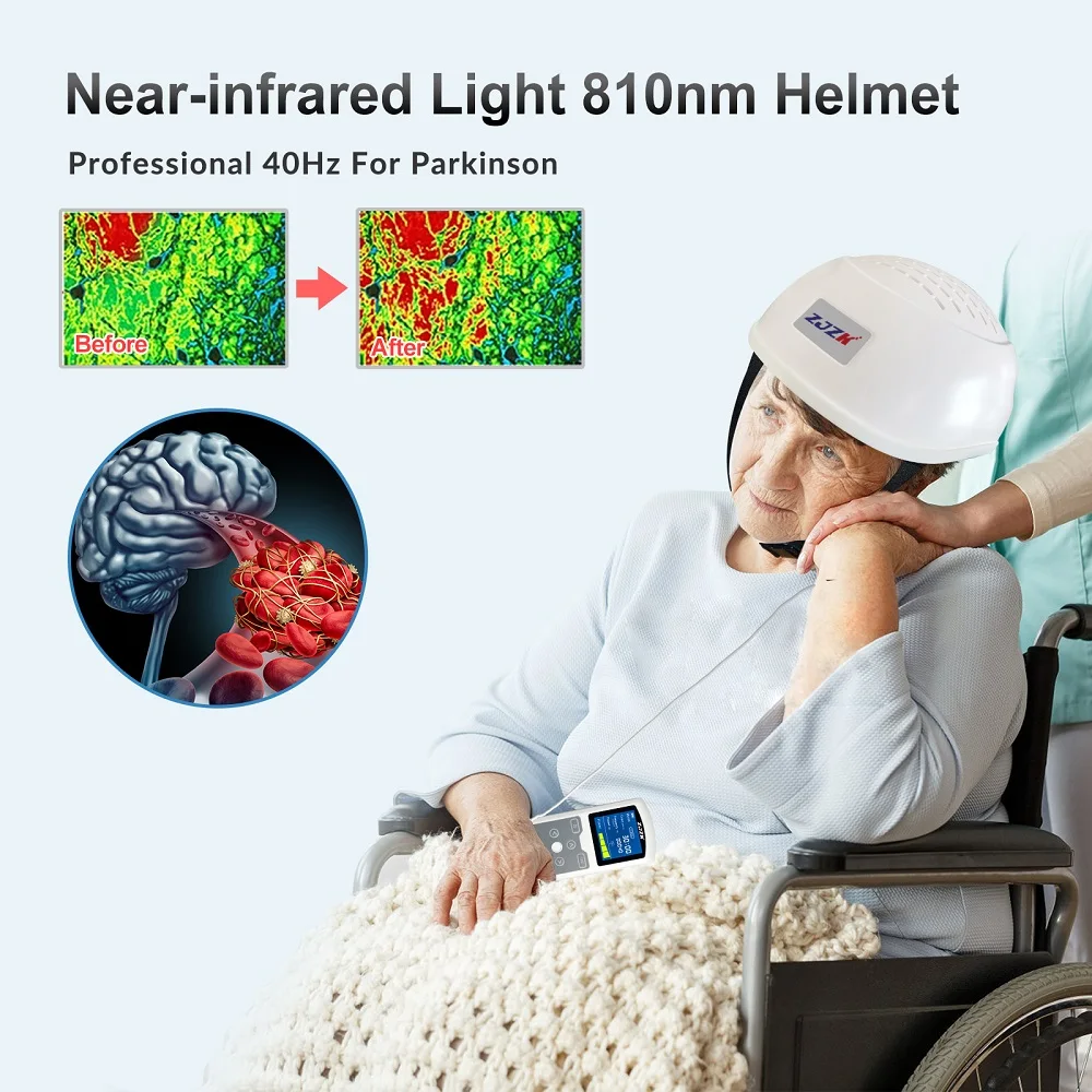 

ZJZK Infrared 810nm 1070nm 40Hz LED PDT Treatment Brain Stimulation Transcranial Therapy Machine Red Light Therapy Helmet