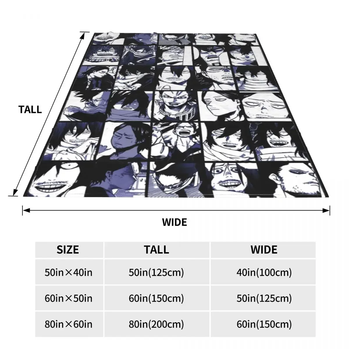 Aizawa Shota Collage Blanket Fleece My Hero Academia Warm Throw Blankets for Car Sofa Couch Bedspread 6