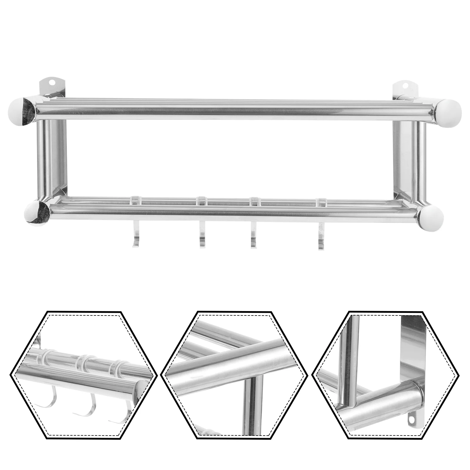 

Stainless Steel Towel Rack Towels Holder Wall Hotel Storage Stand Bathroom Shower Shelves