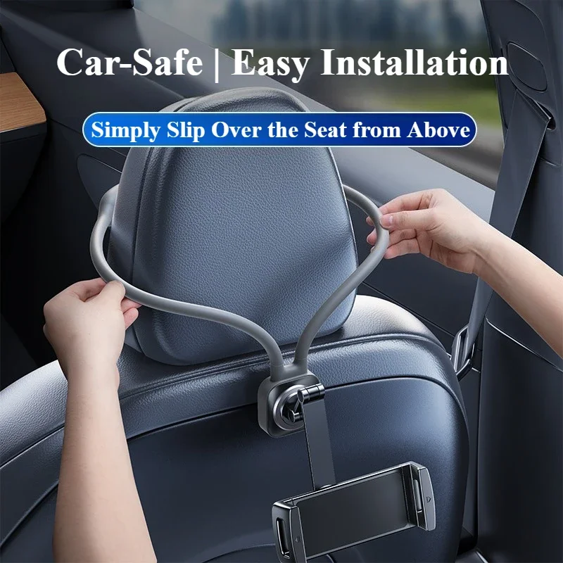 Eary Car Headrest Tablet Holder Phone Stand 360° Rotatable Flexible ipad Stand for Sports Seat Universal Vehicle Accessories