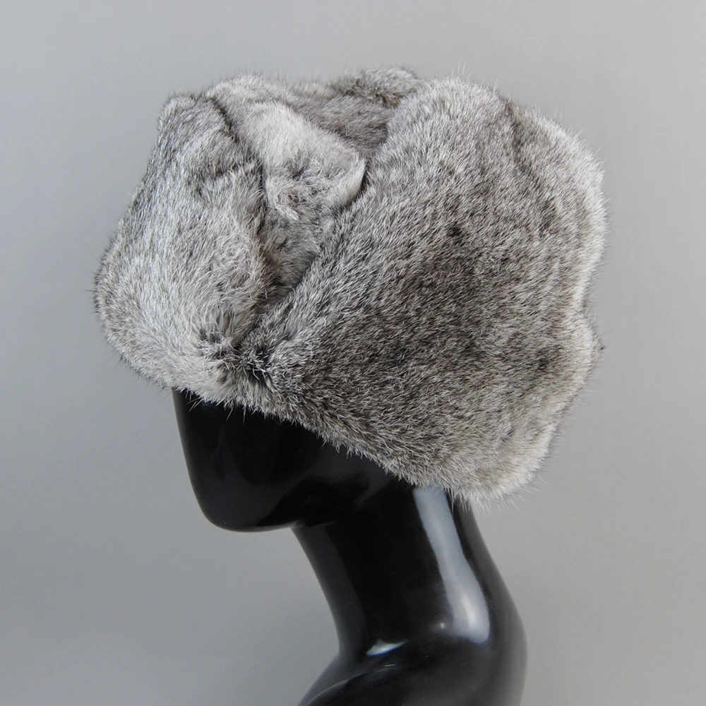 Thermal Bomber Hats Men Women Fashion Mens Womens Winter Warm Soft Real Rabbit Fur Hat Trapper Earflap Ski Cap Ushanka Wholesale 5