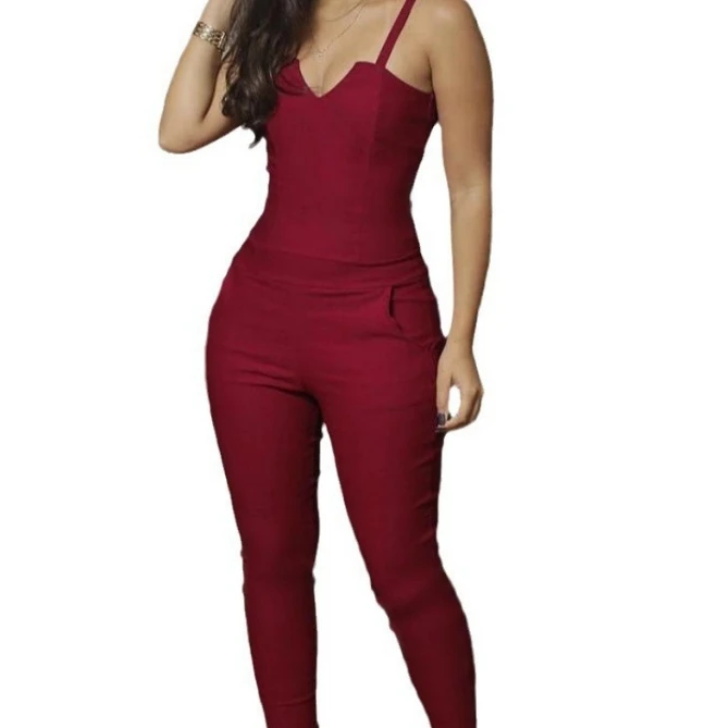 High Waisted Bodycon Jumpsuit Camisole Sleeveless British Style 2024 Summer Women's Fashion Sexy Slim Fit Solid Color Jumpsuit