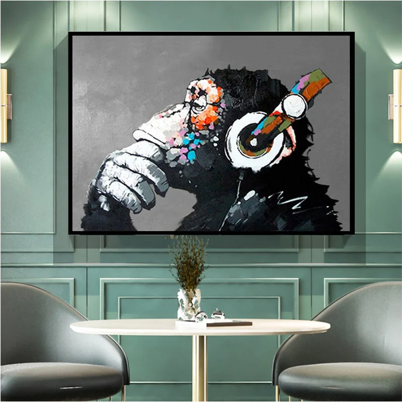 

Colorful Cartoon Animal Knife Handmade Canvas Oil Painting Acrylic Wall Art Picture Living Room Home Decor Unframed