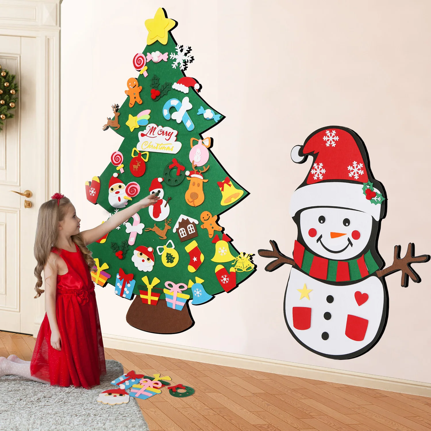 Kids DIY Felt Christmas Tree with 30pcs Set Wall Hanging Detachable Or – If  you say i do