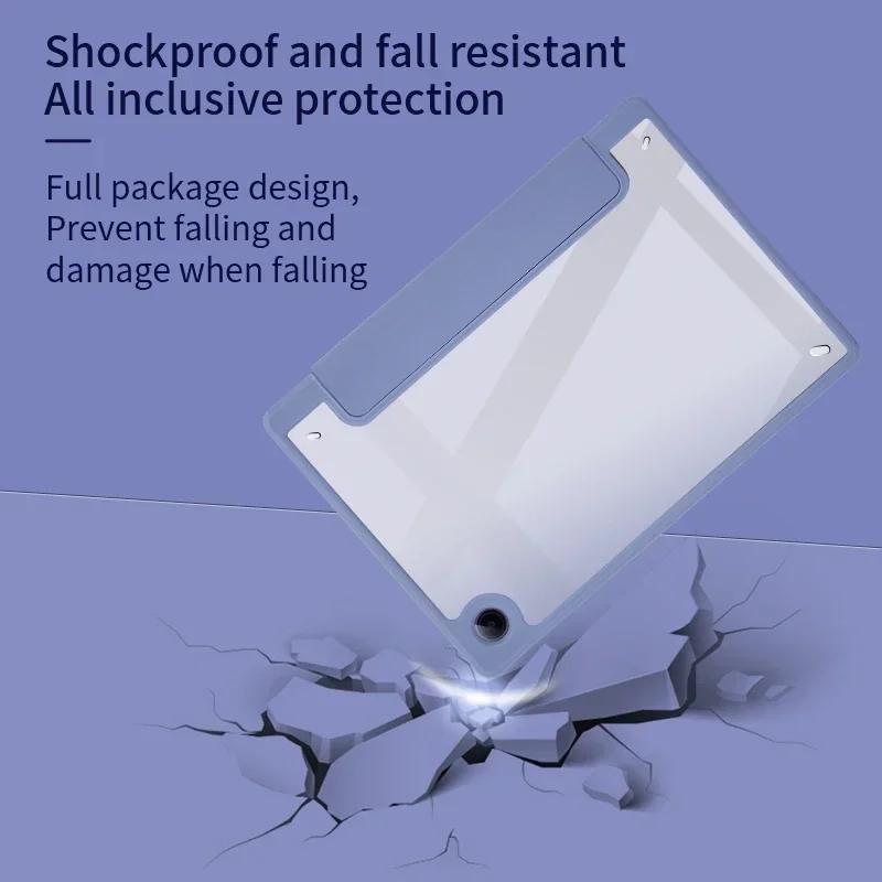 Clear Shockproof Stand Leather Tablet Case Cover - Hard Transparent Design