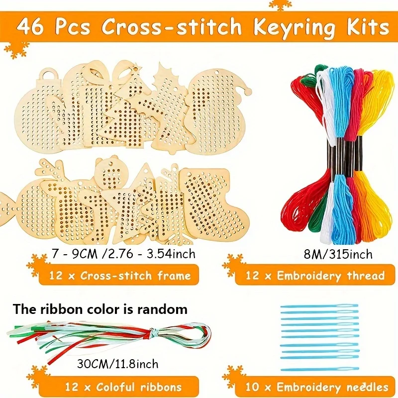 46/92DIYChristmasTreeEmbroiderySet-Lightblue/white/Yellowwoodornamentset-theperfectchoiceforholidaydecorations-AliExpress15