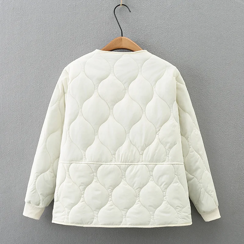 Gourd Shape Patch Pocket Zipper Parkas Women Autumn Winter 2023 Plus Size Casual Clothing Thin Padded Coat Wadded Jacket