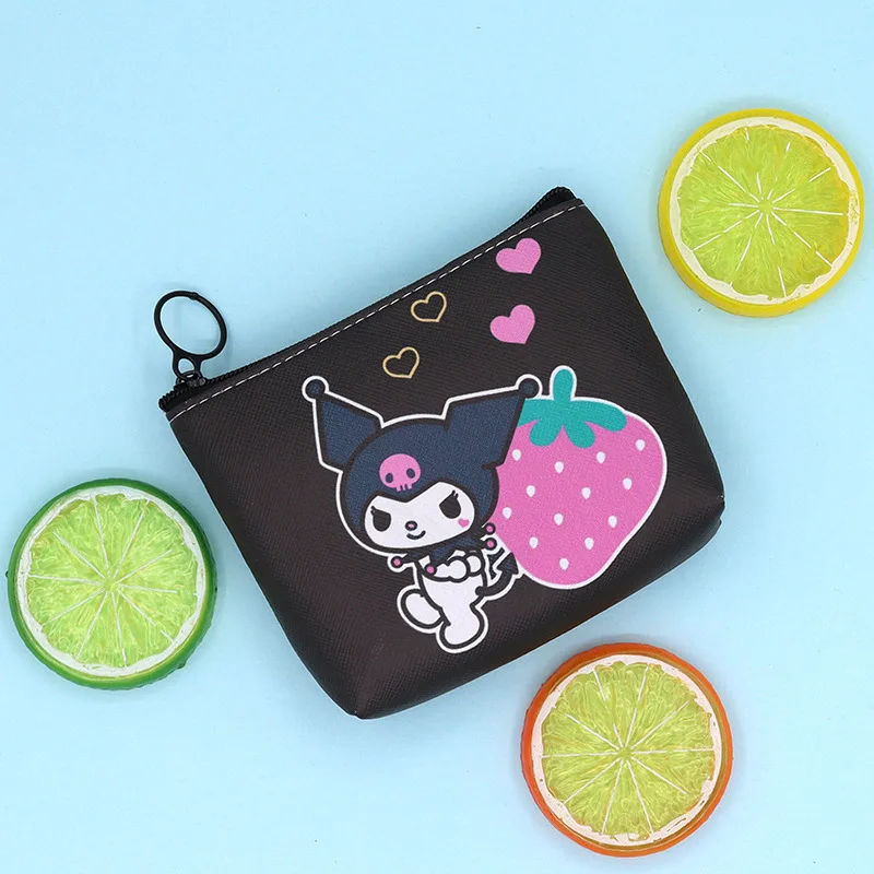 Carteira original Sanrio Anime para Mulheres, Hello Kitty, Desenhos Animados, Mini Bolsa de Moedas, Porta-cartões de identificação portáteis, Bolsa Feminina, Kulomi Melody Cinnamoroll