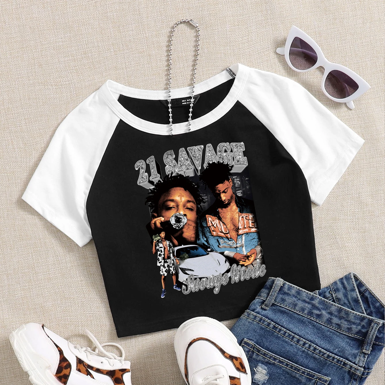 

21 Savage Story American Dream Album Shirt Girls O-Neck Crop T-Shirt Fashion Hip Hop Singer Merch for Fans Gift Tops