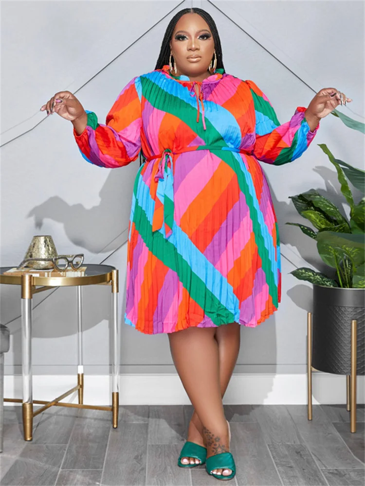 Wmstar Plus Size Dresses for Women Long Sleeve Printed Loose Bandage Africa  Maxi Dress New Fall Clothes Wholesale Dropshipping