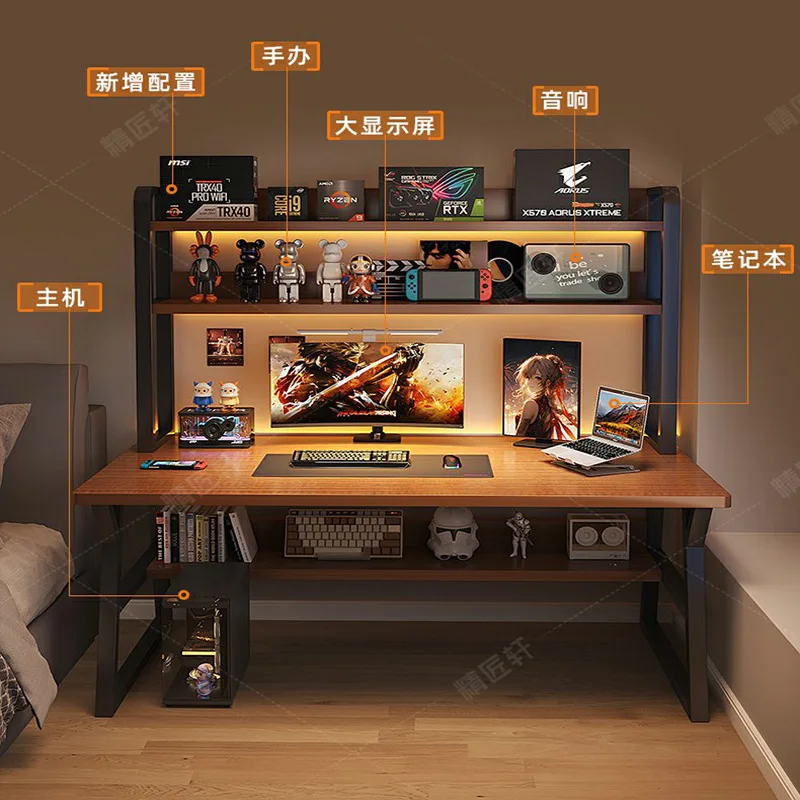Monitor Shelf Length Values Gaming Setup Height Adjustable Computer Desk Standing Square Table Small Office Gamer Ufficio White