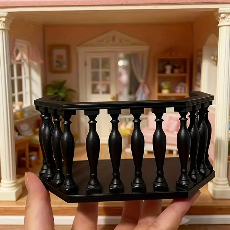 European-Style Miniature Dollhouse Balcony with Railing