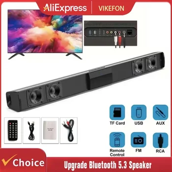 Soundbar Speakers, Bluetooth 5.3, Stereo Soundbar Surround Sound Home Cinema with Remote Control, Support RCA AUX TF-Card