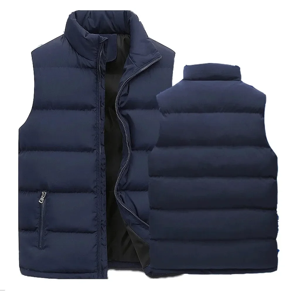 2023Mens Vest Jacket Warm Sleeveless Jackets Winter Waterproof Zipper Coat Autumn Stand-up Collar Casual Waistcoat mens vest