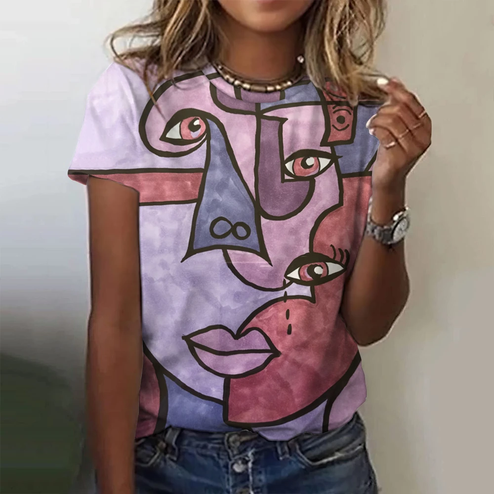 Dam t-shirt för sommar med 3d blommig tryck oversized topp_voghion.com