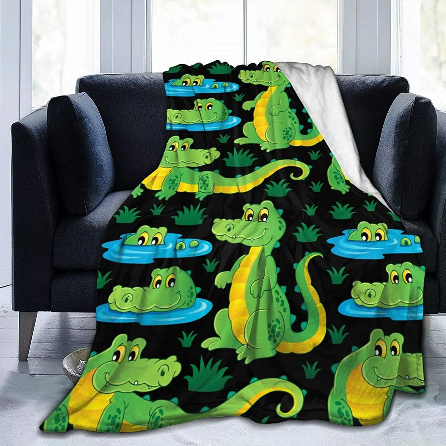 

Crocodile Blanket Microplush Flannel Fleece Throws Blanket for Bed Sofa Couch Bedroom Decor Bedding Birthday Gifts Idea for Boys