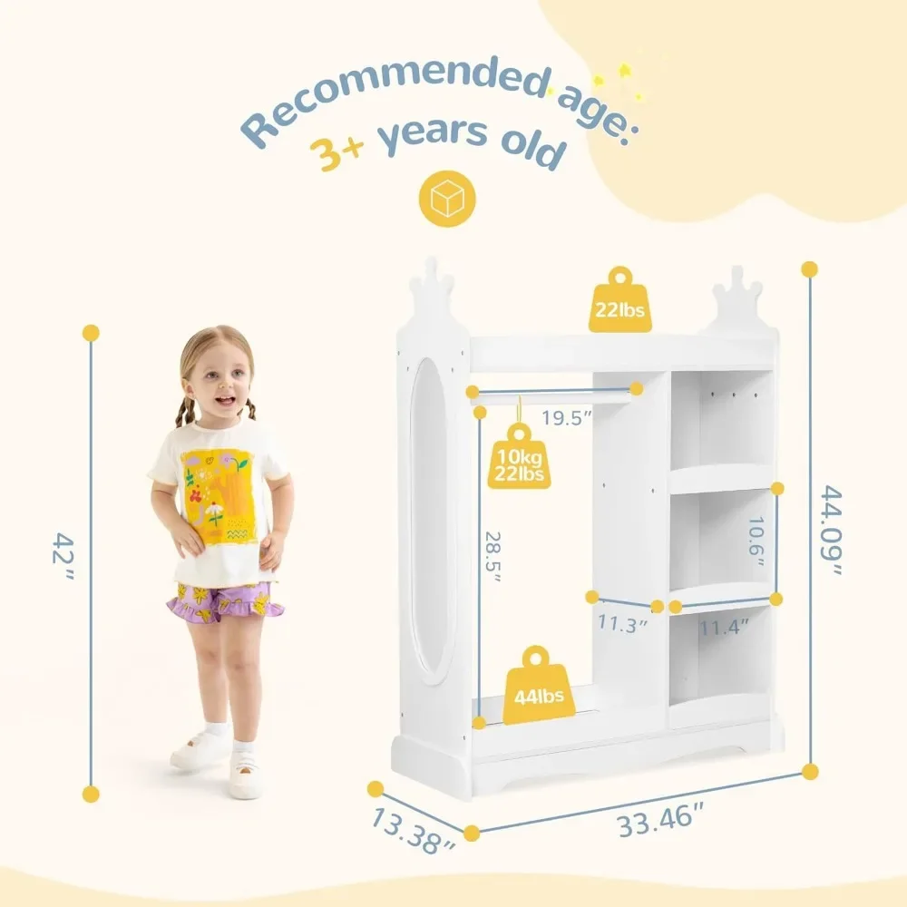 Children's Wardrobes, Kids Wardrobe with 3 Hooks, Kids Closet for Girls Boys, Armoire Costume Organizer