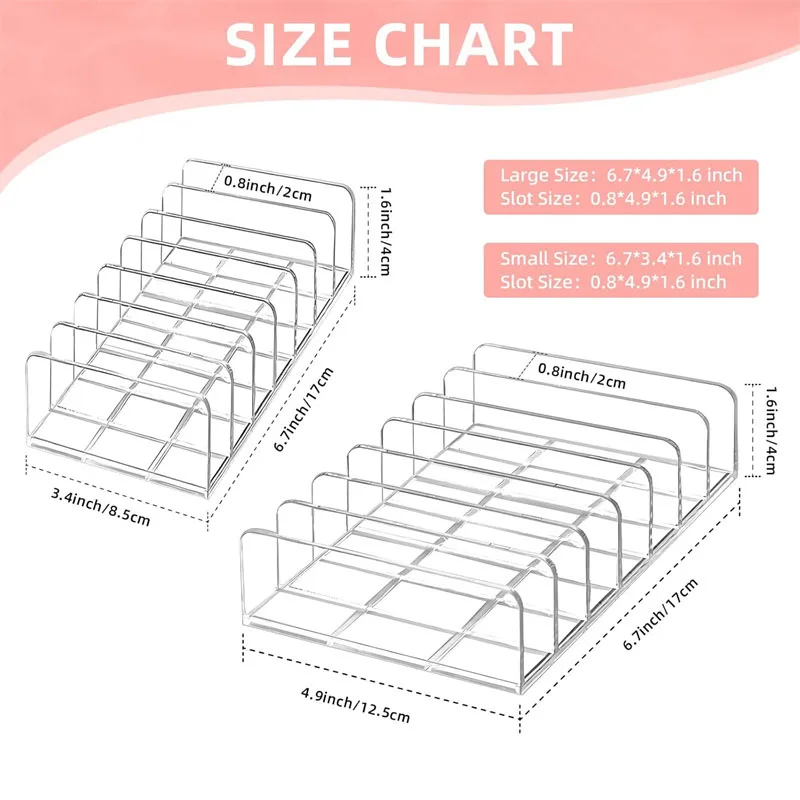 Acrylic Makeup Palette Organizer with 7 Sections - Cosmetics Storage Holder