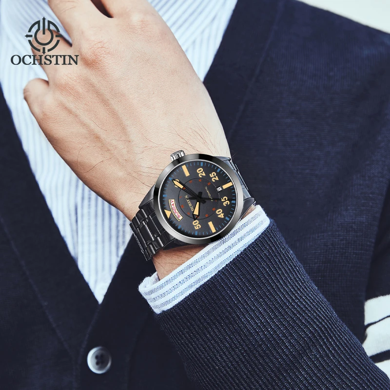 Ochstin Master Series Casual Simple Wind Double Calendar Mechanical Movement Wrist Watch Men Mechanical Watch Mechanical Watch