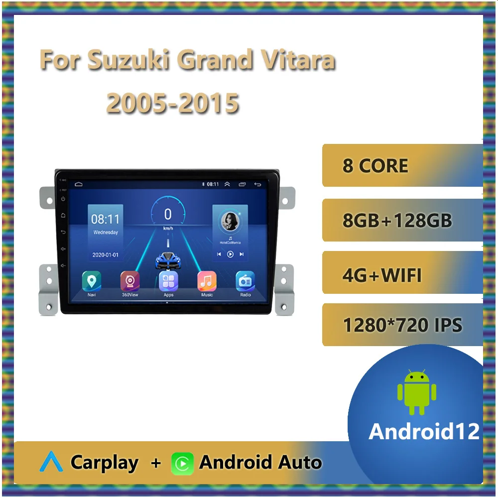 

Car Radio Multimedia Stereo Player For Suzuki Grand Vitara 2005 - 2015 Android 12 Autoradio 1280*720P IPS Touchscreen Bluetooth