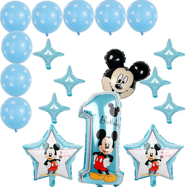 Mickey minnie foil balloons 1st birthday party decorations kids ballon number 1 globos dot latex Children's toy baby shower girl 6