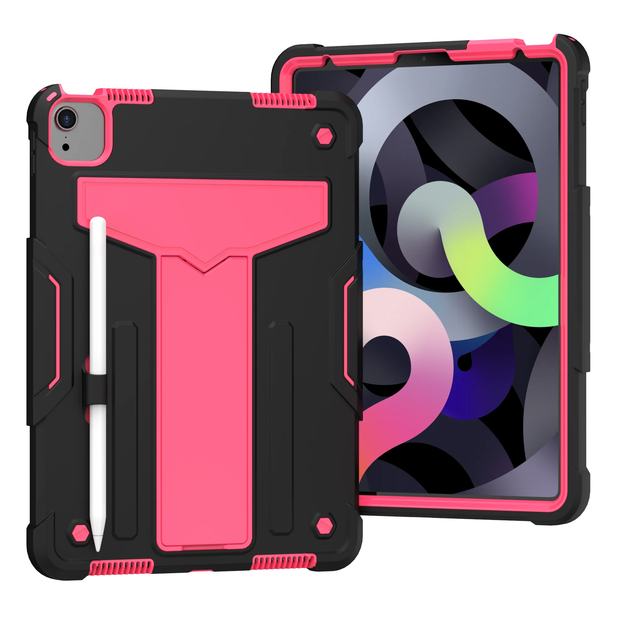 Durable Tablet Case with Built-In T-Shaped Stand and Shock Resistance