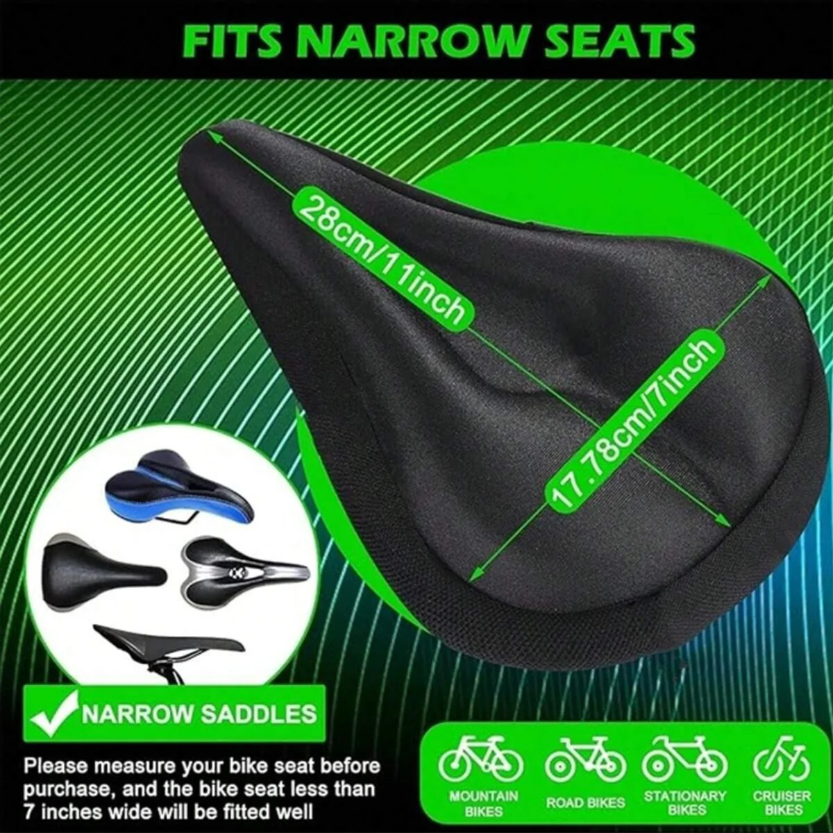 Bicycle Saddle Cover Bicycle Seat Cover Bicycle Seat Cushion Bike Riding Cushion 1pc Bike Seat Cushion Gel Padded For Men Women Exercise Bicycle Outdoor