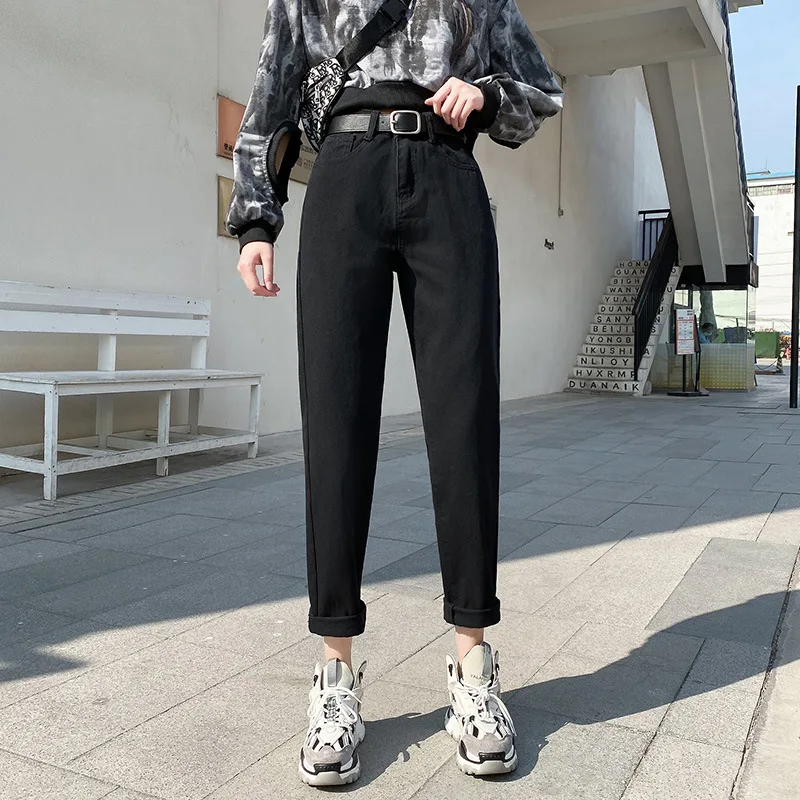 

Jeans Y2k Pants Woman 202E High Waist Denim Trousers Korean Fashion Casual Harem Pants Black Gray Beige Blue S-XXL Dropshipping