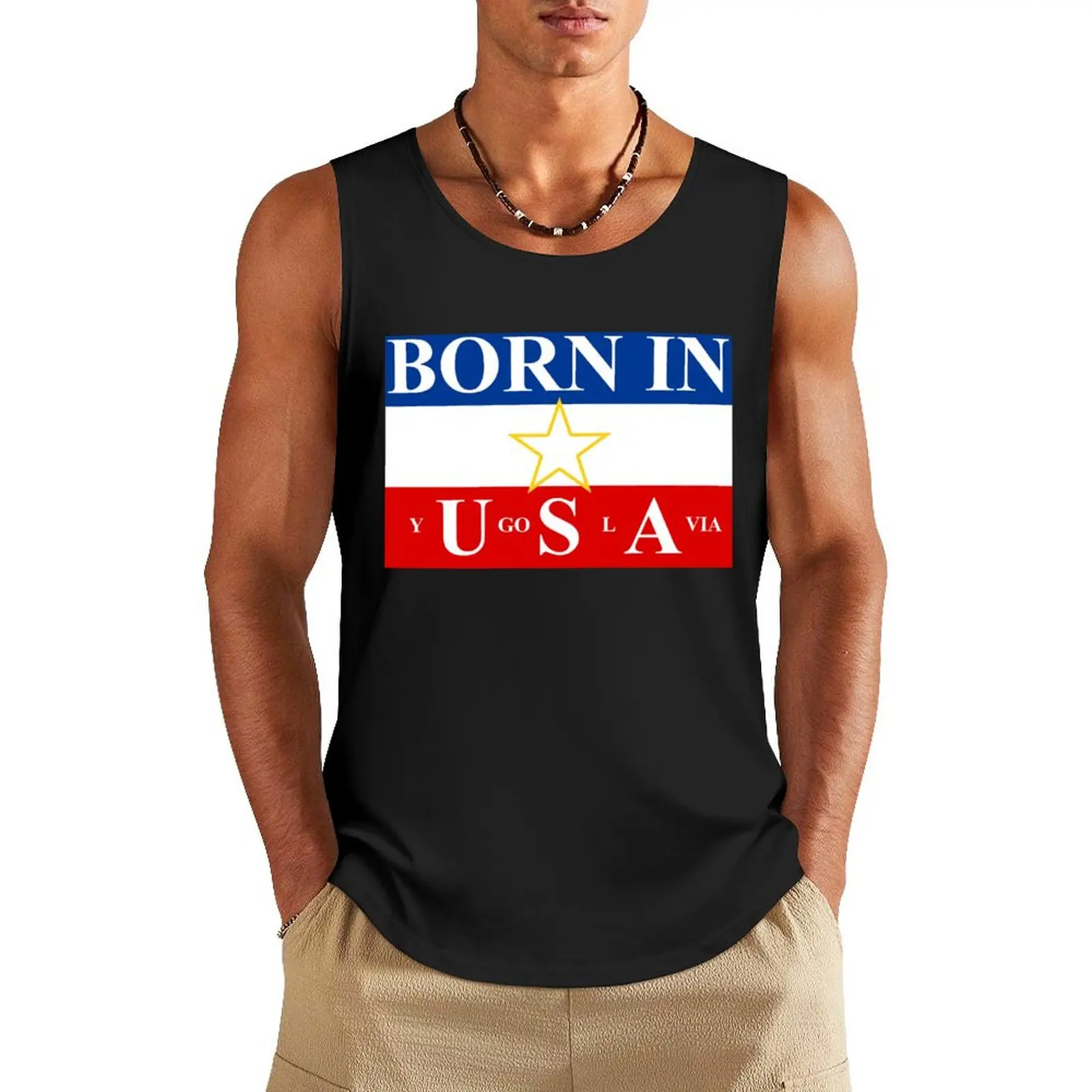 Born in Yugoslavia Tank Top Men's summer vest cotton t-shirts man