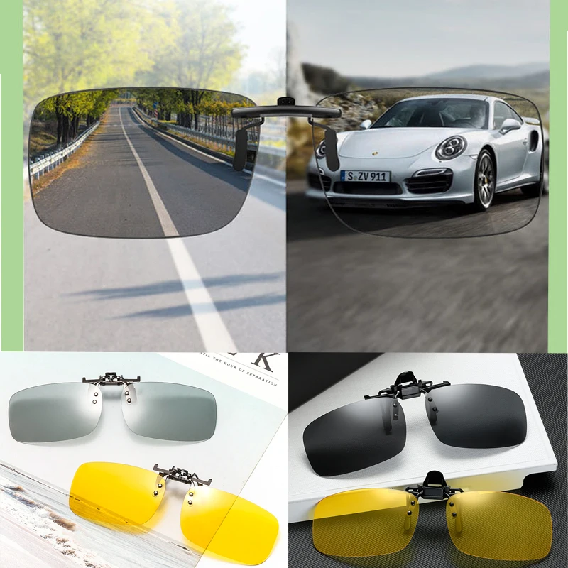 Car Night Safety Driving Glasses Clip on Sunglasses Night Vision Glasses for Men Women Anti-glare Driver Goggles Sunglasses