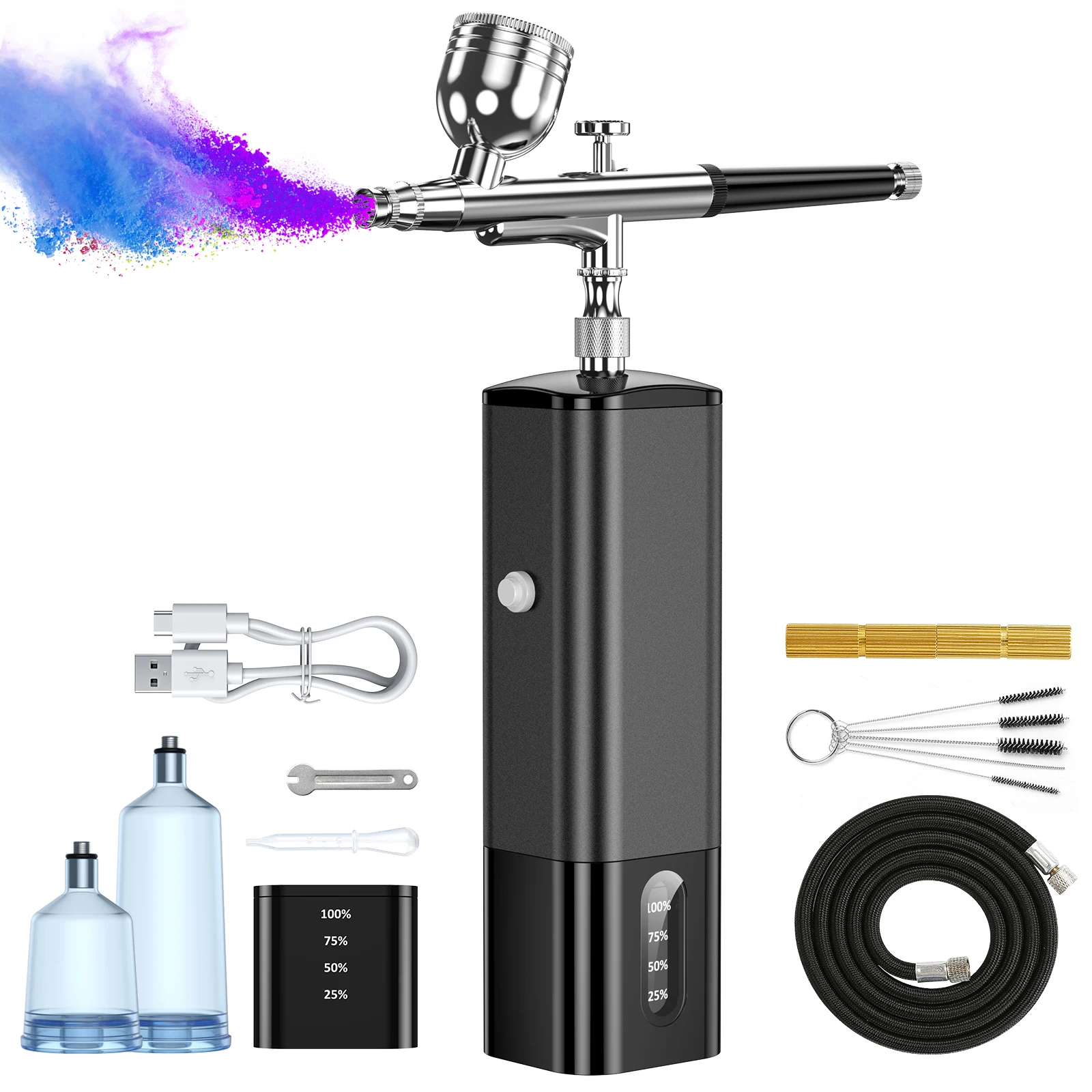 Portable Airbrush Kit DualAction Airbrush Spray Gun, Mini USB