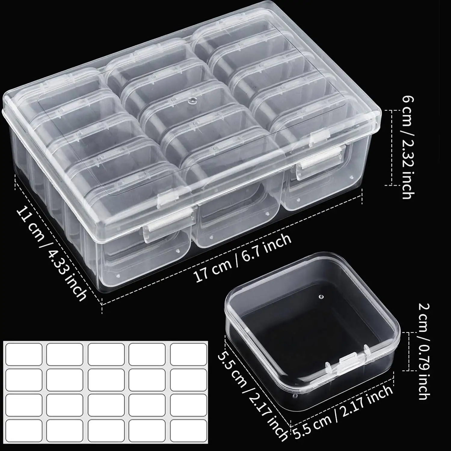 Small Bead Organizers Plastic Storage Cases Mini Clear Storage Containers with Hinged Lid Labels for Jewelry Making DIY Bracelet