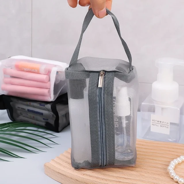 3/1Pcs Mesh Transparent Makeup Bag Women Cosmetic Bags Large Portable Storage  Bag for Travel Toiletries Towel Organizer Pouch - AliExpress