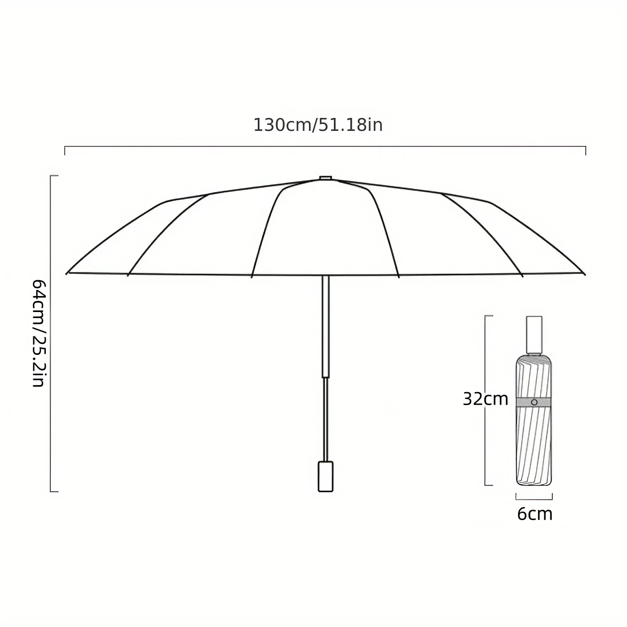 Windproof Umbrella 130cm/51.18in Men Rain Woman Windproof Large Folding Umbrella Outdoor