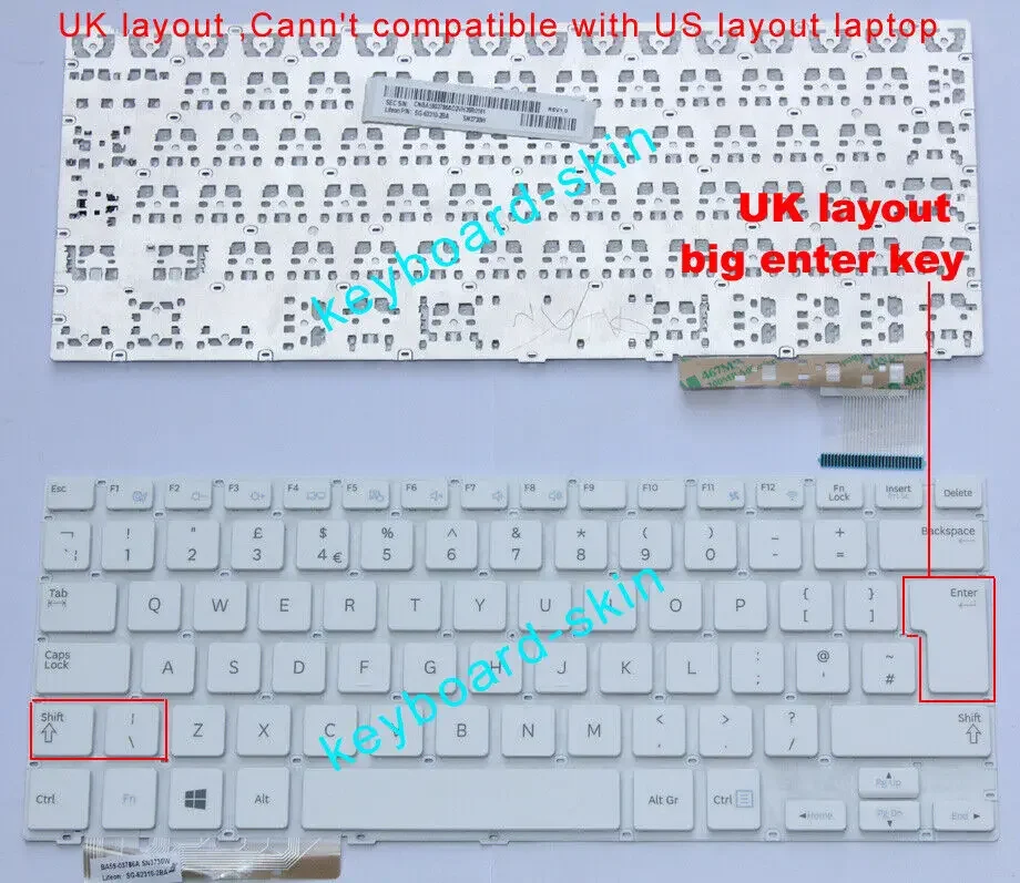 

New UK Keyboard white for Samsung 905S3G NP905S3G 915S3G NP915S3G 905S3G-K04 laptop