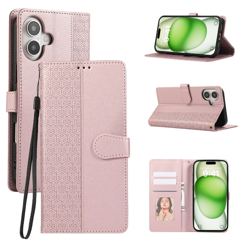 Leder-Schutzhülle für iPhone 13 12 Mini 16 15 14 11 Pro Max XS XR 8 Plus, Geldbörse mit Handschlaufe und Kartenhalter_voghion.com