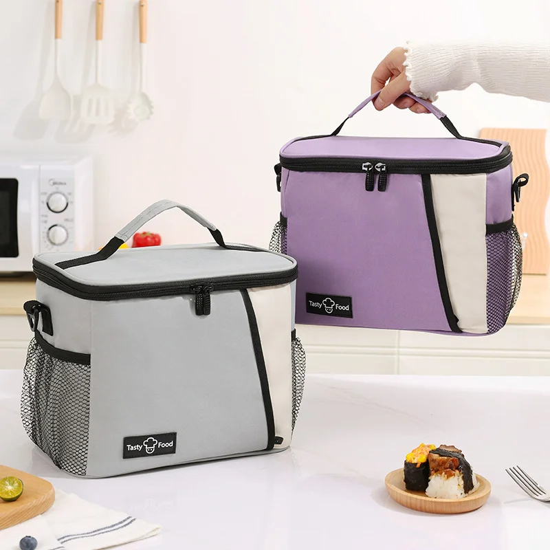 Square Insulated Portable Thermal Bag for Lunch Large Capacity Woman Work Food Carrier Bento Cooler Bags Picnic Fresh Container