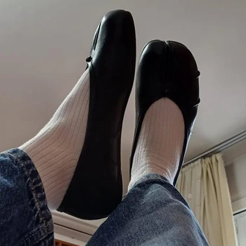 IPPEUM Tabis Shoes Black Split Toe Women Mary Janes Plus Size 44  Ballerina Zapato MujerBallet Flats Tabi Footwear 1