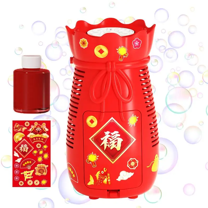 

Electric Bubble Machine Lucky Bag Shape Bubble Blower Maker Electric Funny Light Up Chinese New Year Bubble Machine Gifts 90ML