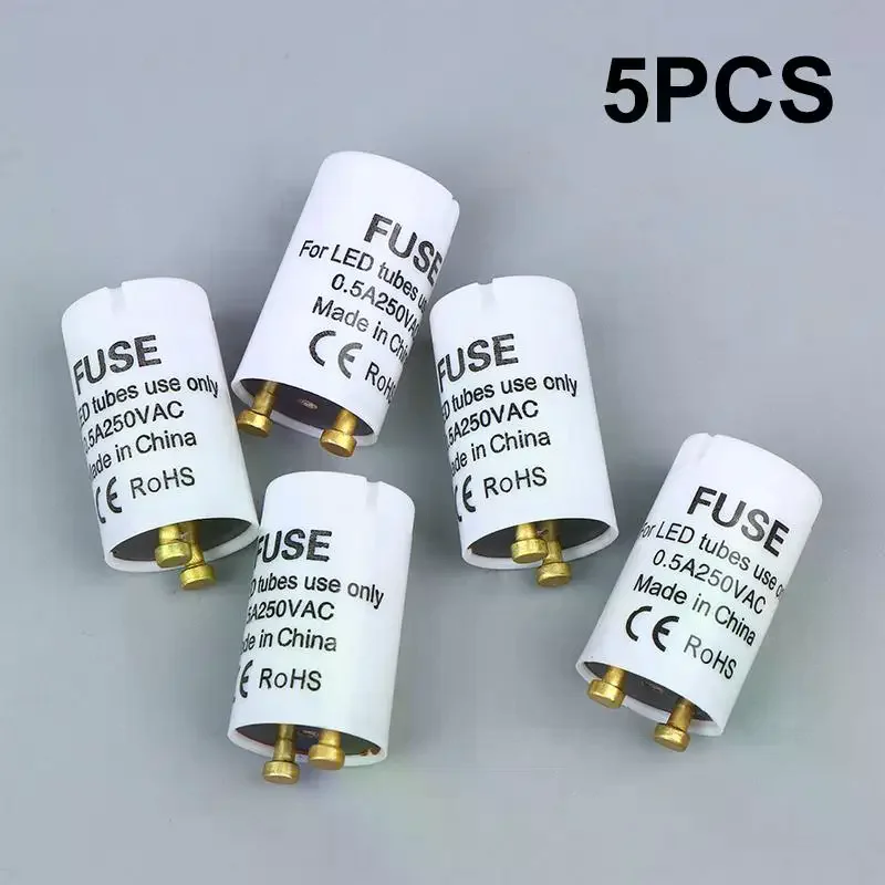 최신 스타터 T8 LED 5개/로트 LED 스테터 T8 LED 0.5A/250V HRC 타입 퓨즈 CE RoHS 준수 LEDT8 퓨즈 스타터