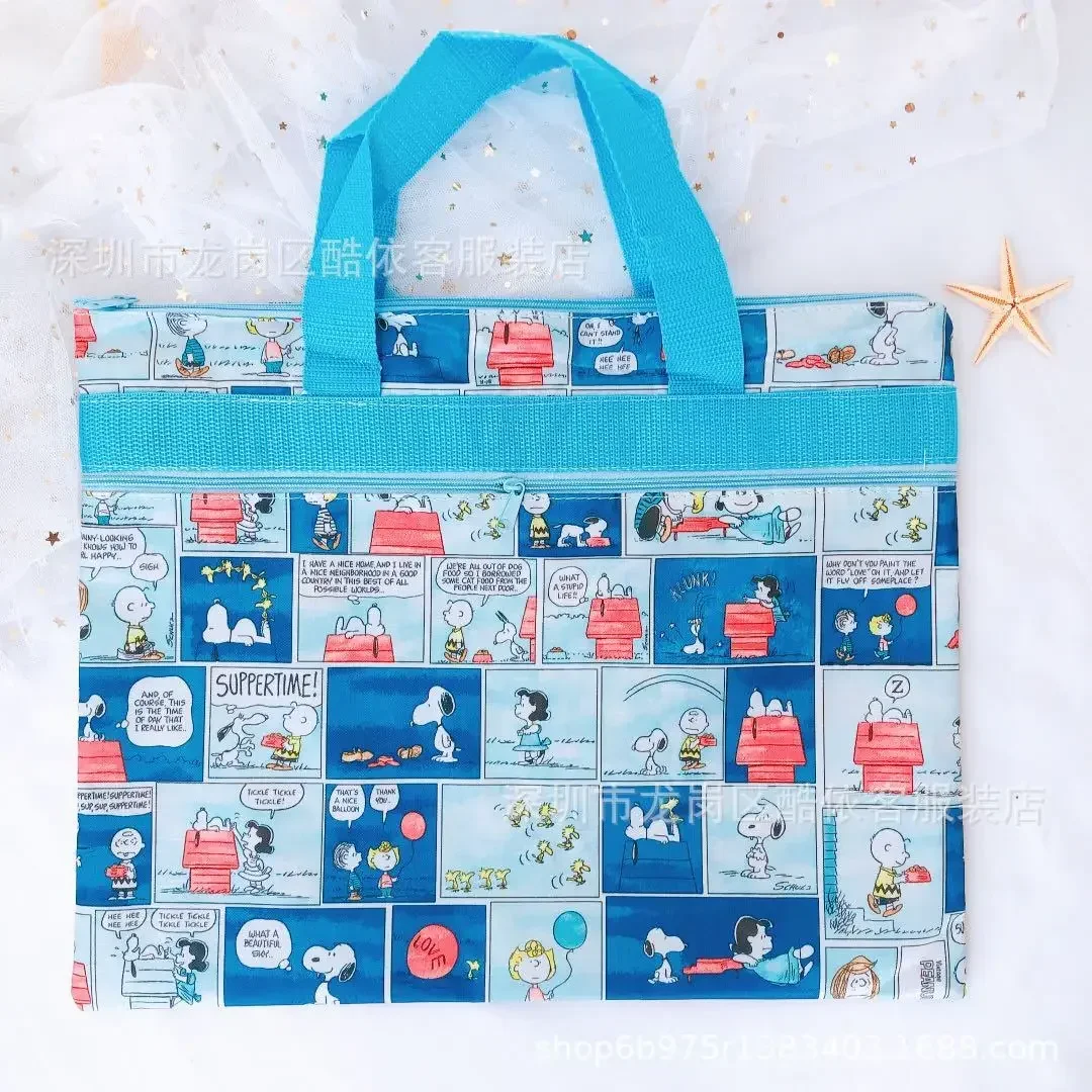 Snoopy file children's tutoring bag handbag double-layer shoulder bag file information bag storage tote 2