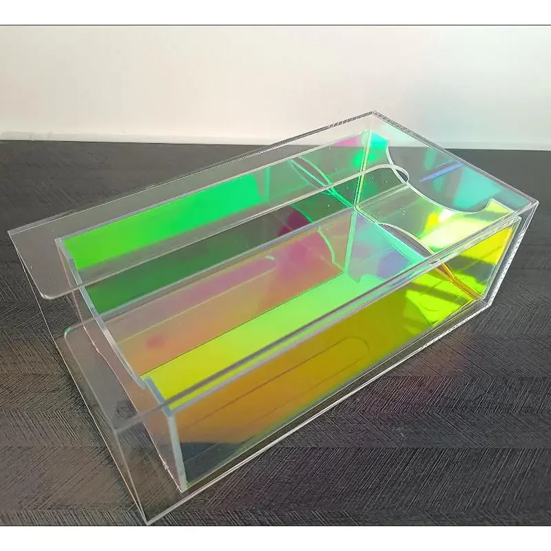 Colorful Acrylic Drawer Tissue Box Luxury Desktop Transparent Rainbow Napkin Box Ins Style Home Creative Bathroom Storage 4