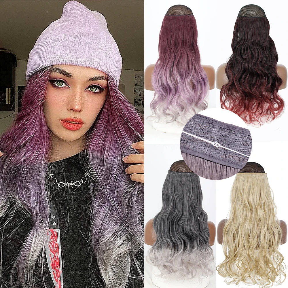 Extensiones de Cabello sintético sin Clip para mujer, extensiones de