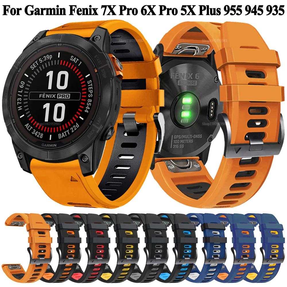 

22mm 26mm Quickfit Watch Band For Garmin Fenix 6X 6 Pro /Fenix 7 7X Pro/5X 5 Plus 935 945 Strap 965 955 Epix 2 Silicone Bracelet
