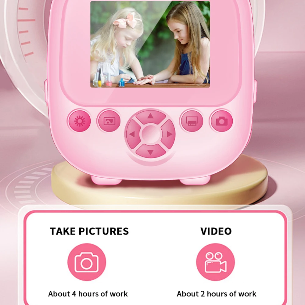 Children Digital Camera Instant Print for Kids Thermal Print Camera Instant Photo Printing Video Toys+32G Memory Card