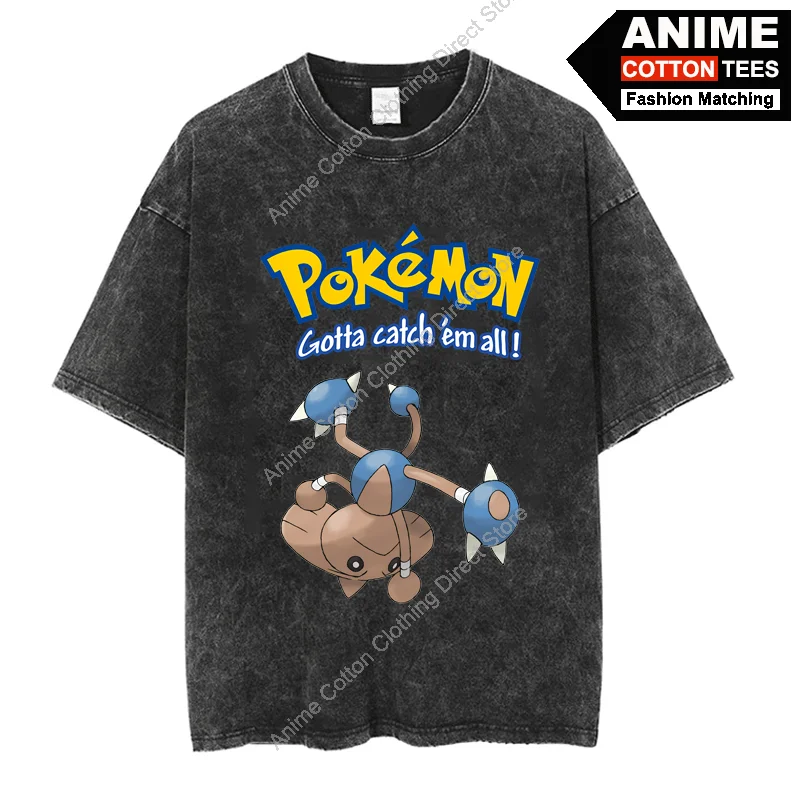 

Pokemon Hitmontop T Shirt Cartoon Anime Cute Elf Print Clothes Y2k Harajuku Casual Unisex Oversized Loose T-shirt Cotton Tees