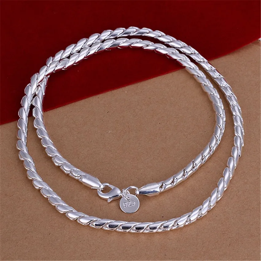 

New Fine 925 Stamped Silver 4MM Twisted Rope Chain Necklace for Woman Men's Christmas Gifts Luxury Party Wedding Jewelry