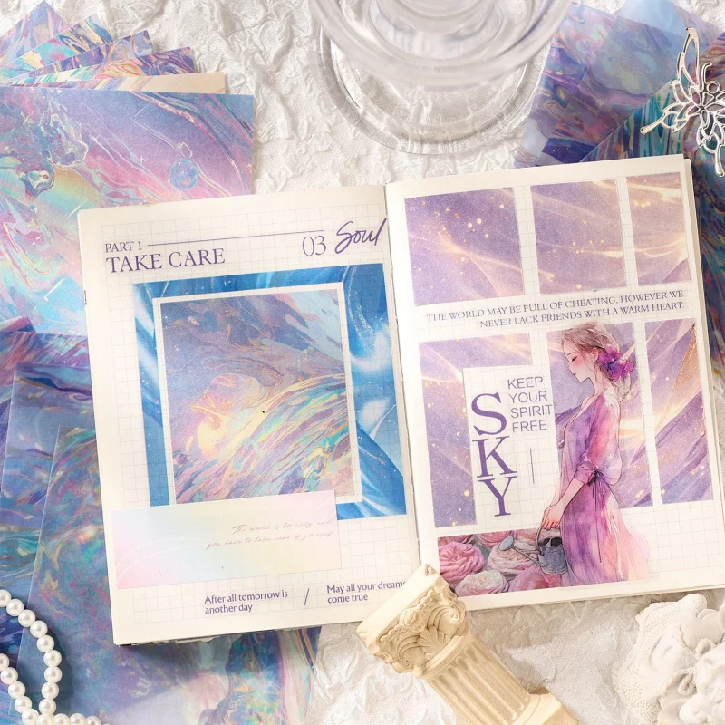 25Sheets Water Wave Gradient Material Paper Vintage Scrapbooking Junk Journal DIY Craft Background Paper - 3